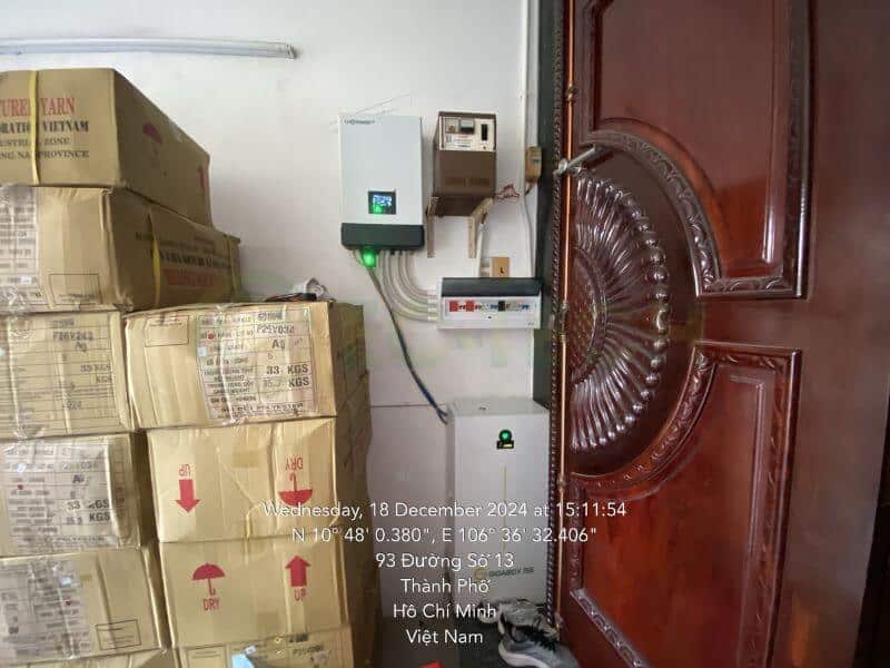 Hình ảnh lắp đặt pin lưu trữ Gigabox 15E tại Quận Tân Phú, TP. HCM