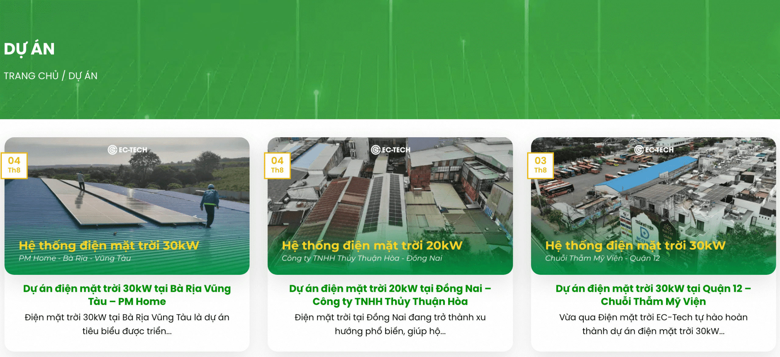 Các dự án điện mặt trời của ec-tech